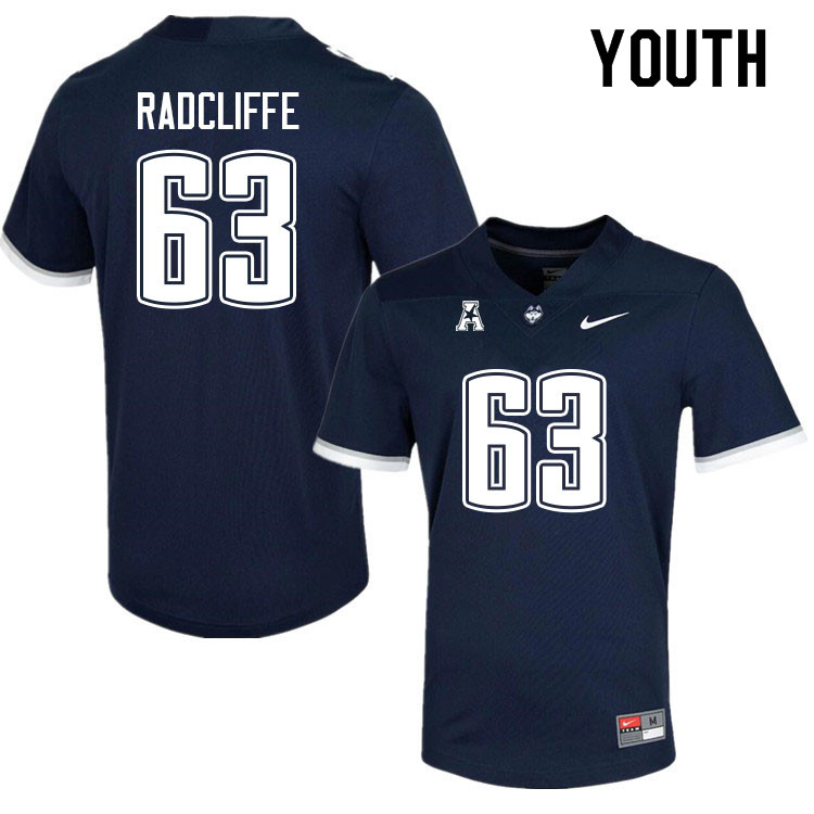Youth #63 Braden Radcliffe Uconn Huskies College Football Jerseys Sale-Navy - Click Image to Close